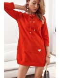 Dress/tunic with a tied neckline red FI600 - Online store - Boutique